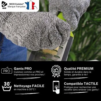 Gants de cuisine Anti-Coupures NICO® Haute Protection (taille XL) 4
