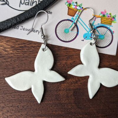 White butterfly earrings