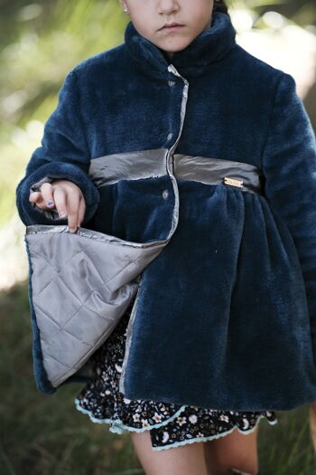 PUMA : Manteau teddy bleu pétrole avec nœud dans le dos. 4