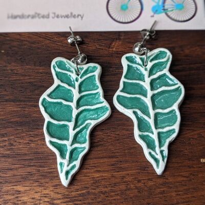 Large leaf earrings, alocasia leaves earrings