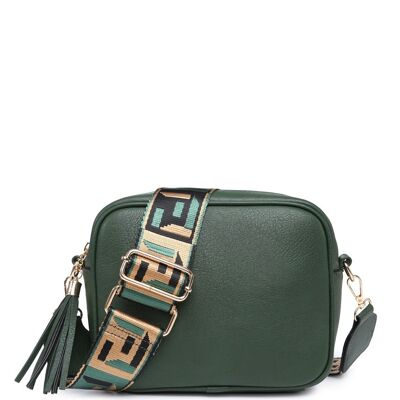 Bolso bandolera con correa ancha intercambiable de otoño Bolso de hombro para damas de usos múltiples con correa extraíble ajustable --ZQ-123-5m verde