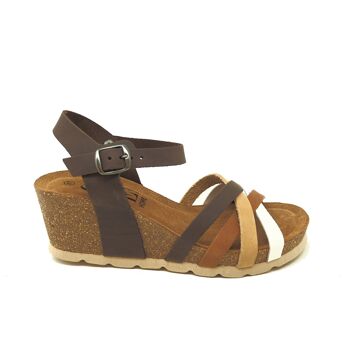 Sandale Bio Fionna en cuir multicolore marron 1