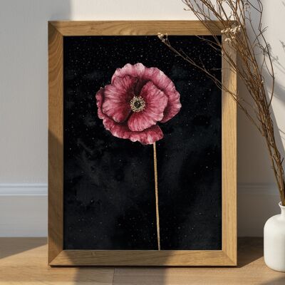 Impresión de cartel de flor de amapola celestial floral