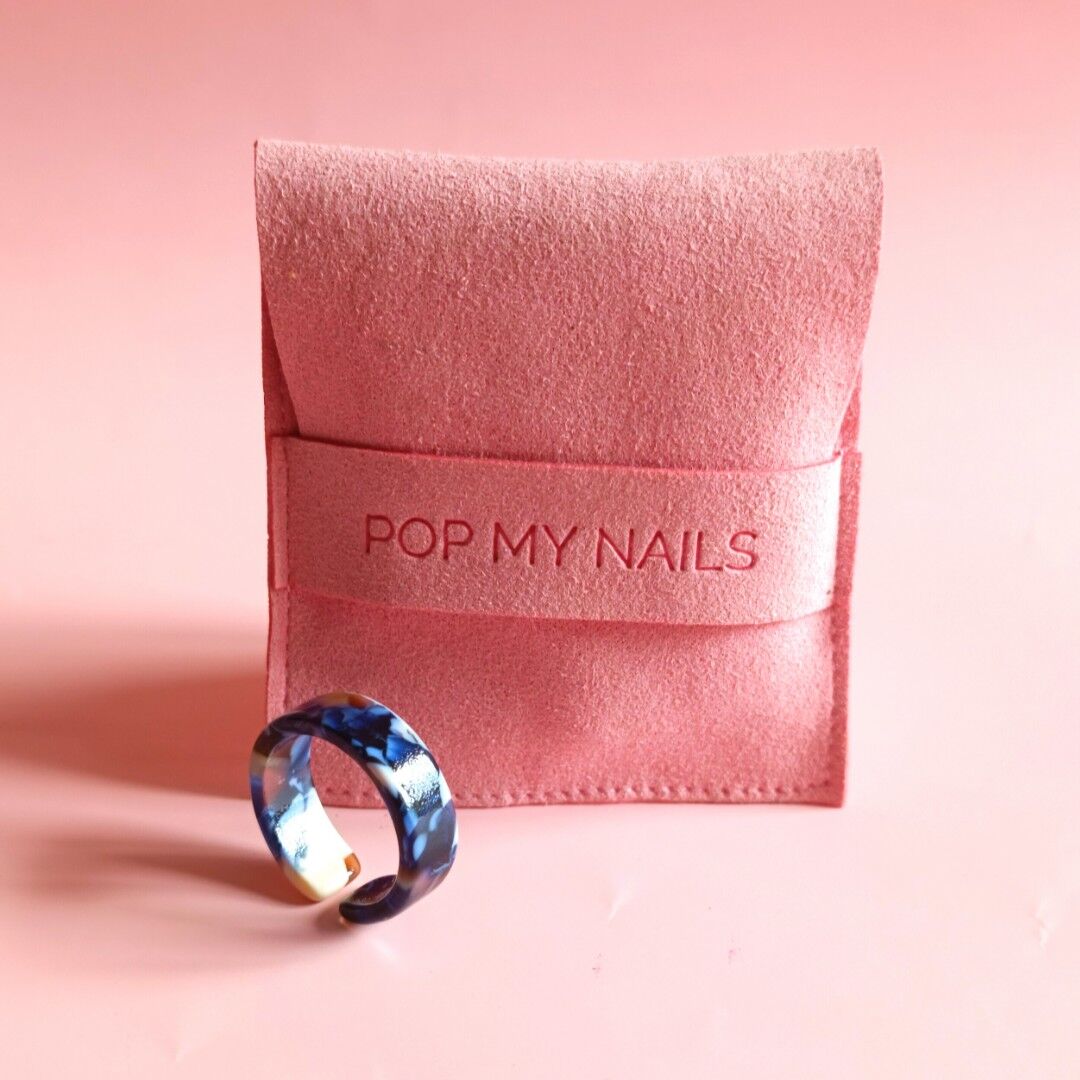 Bague acrylique bleu marine &amp; marron