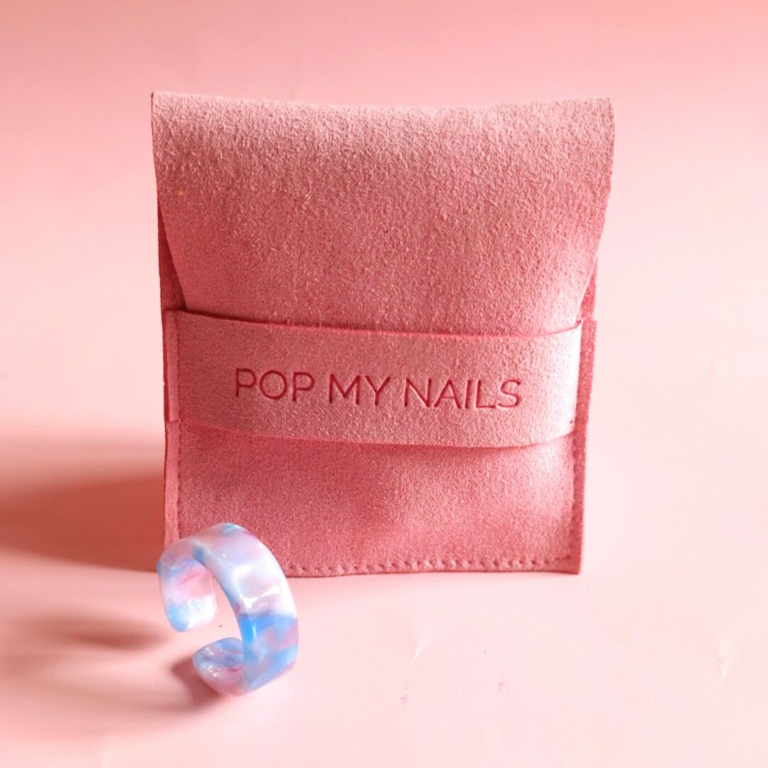 Bague acrylique bleu &amp; rose