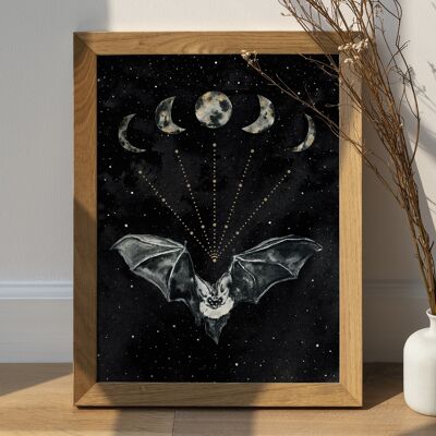 Poster di pipistrelli e lune - Stampa poster Witchy Bat Moon