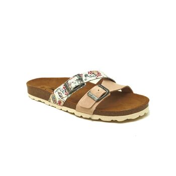 Sandale Bio Leneisha en cuir multicolore rose 2