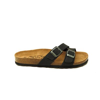 Sandale Bio Leneisha en cuir noir