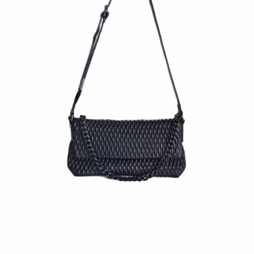 Bolso plegable Verona, con cadena desmontable. negro