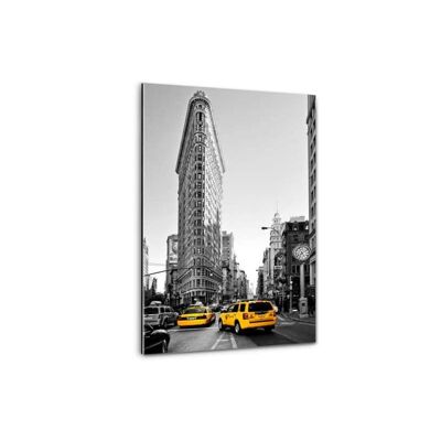 New York City - Flatiron Building Taxis - immagine in plexiglass
