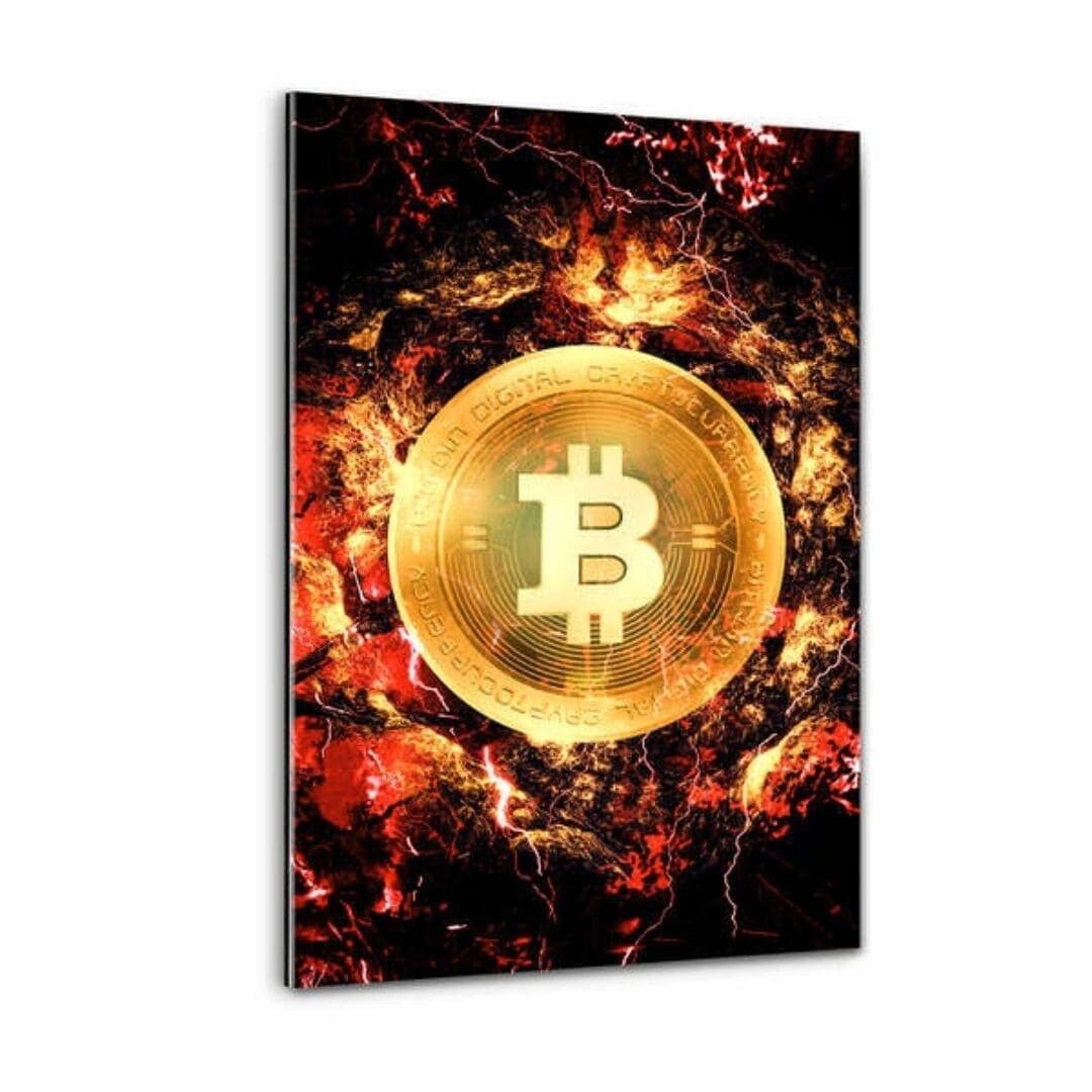 BITCOIN SU LAVA - immagine in plexiglass