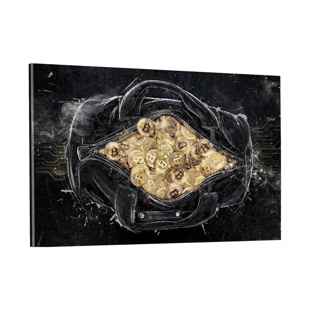 La borsa piena di bitcoin - immagine in plexiglass