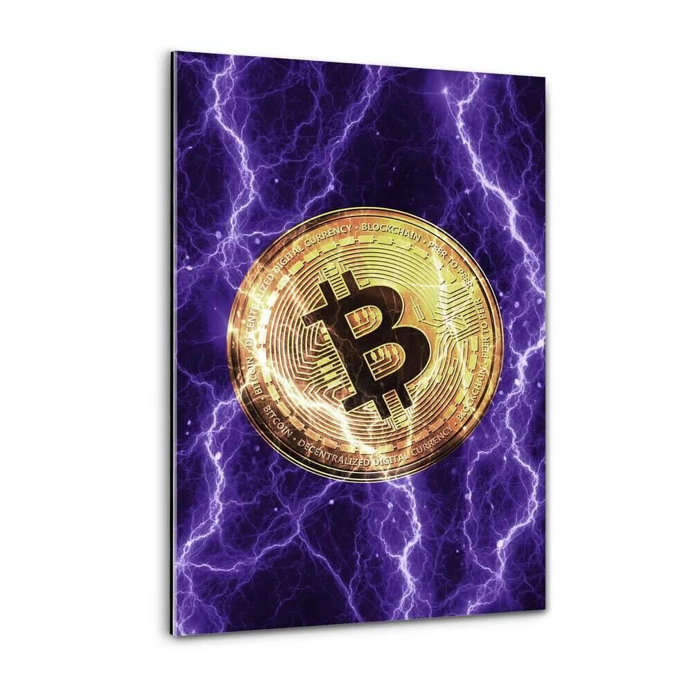 Bitcoin elettrificato - viola - immagine in plexiglass