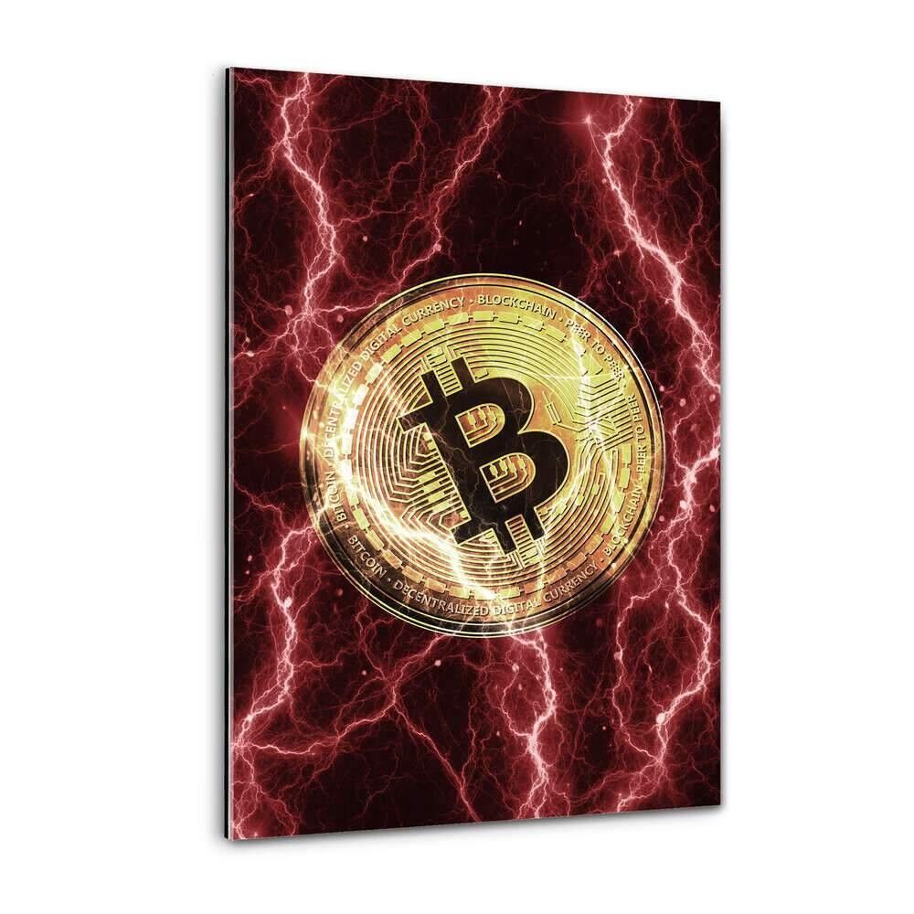 Bitcoin elettrificato - rosso - immagine in plexiglass