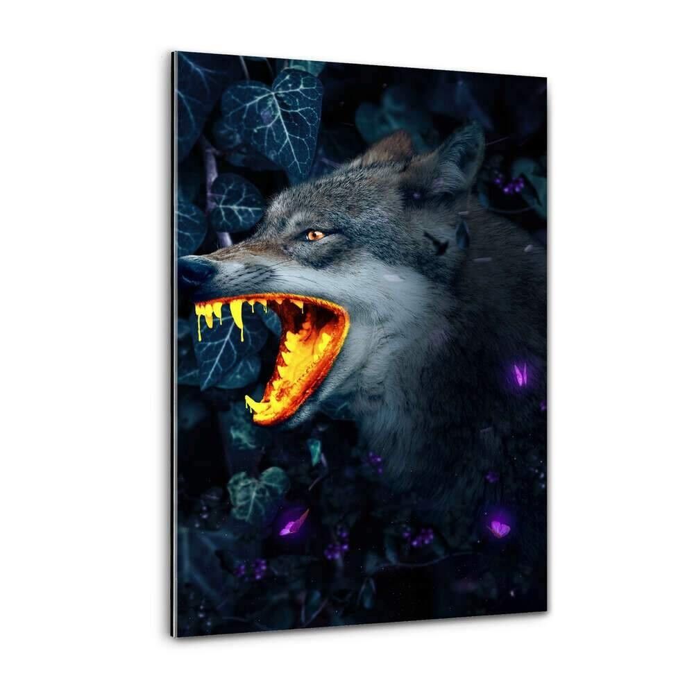 Goldener Wolf - Plexiglasbild