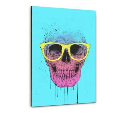 Crâne Pop Art Avec Lunettes - Tableau plexiglas