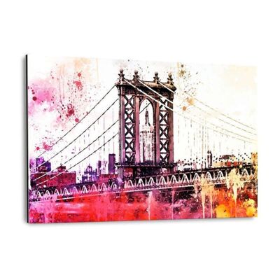 NYC Acquerello - Il ponte di Manhattan - Immagine in alluminio Dibond