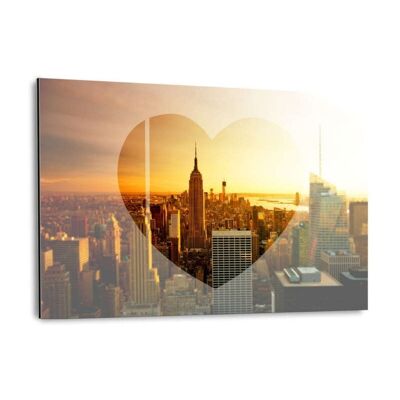 Love New York - Sunset Skyline - Imagen de aluminio Dibond