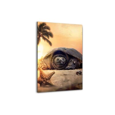 Sea Turtle snorting cocaine with a straw Canvas Print - Canvas