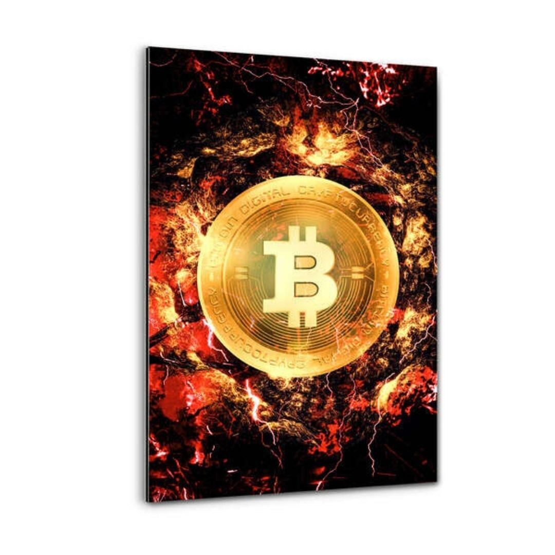 BITCOIN SU LAVA - Immagine Alu-Dibond