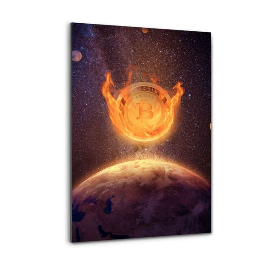 BITCOIN ON FIRE - Immagine Alu-Dibond
