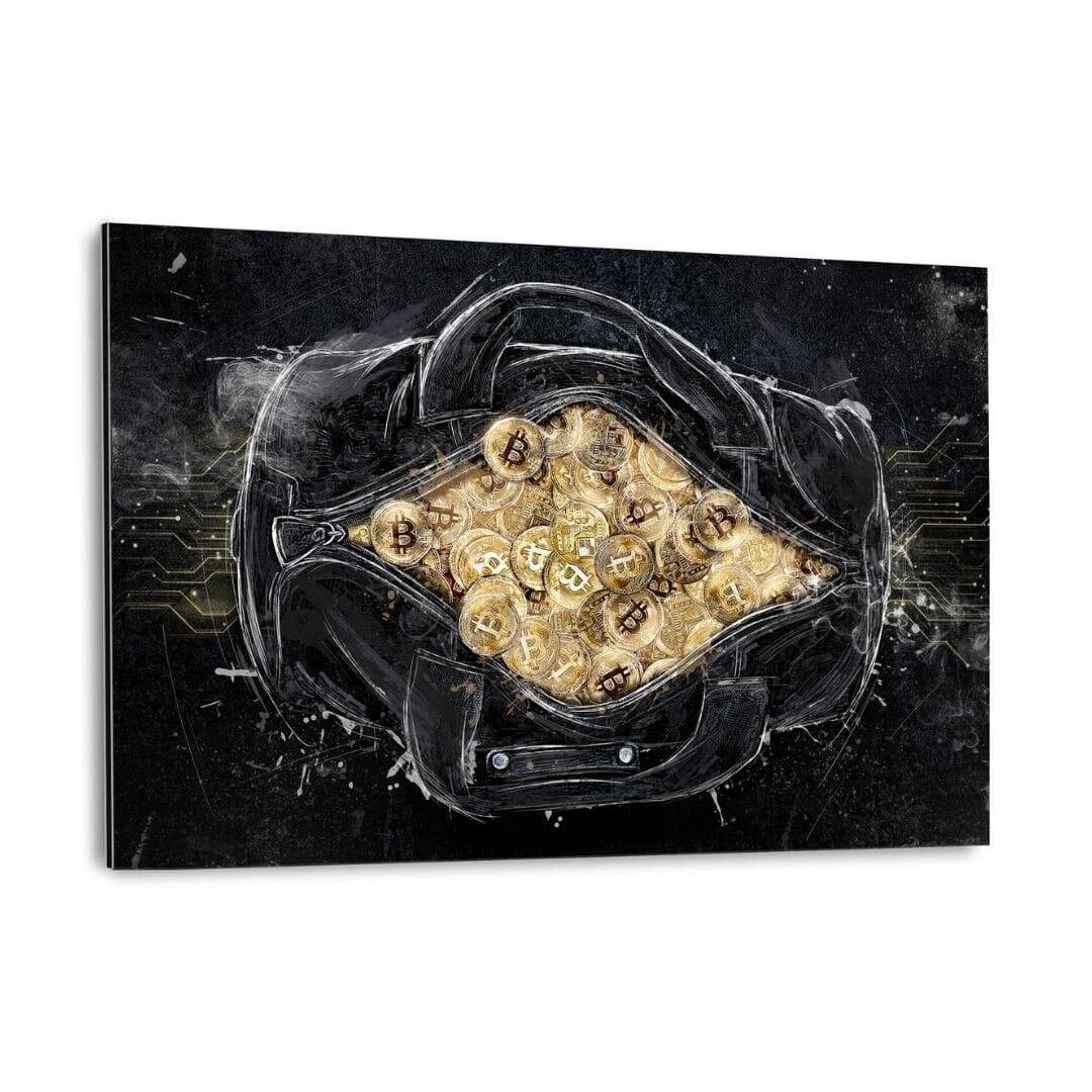 La borsa piena di bitcoin - Stampa Alu-Dibond