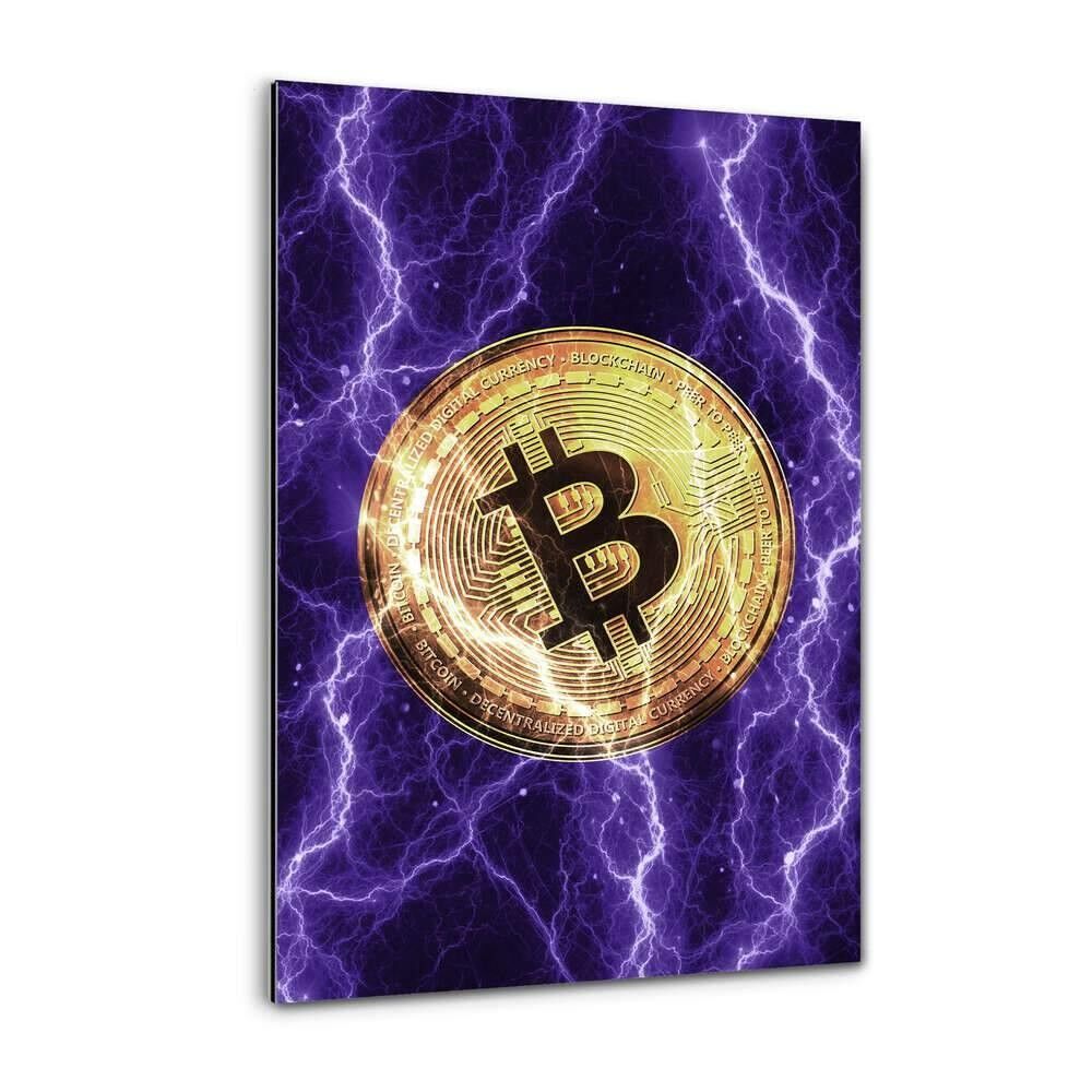 Bitcoin elettrificato - viola - immagine Alu-Dibond