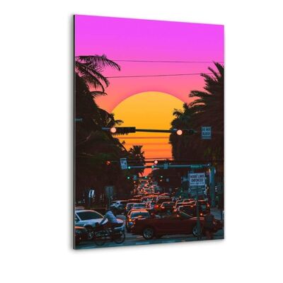 Vaporwave Sunset - Immagine in alluminio Dibond