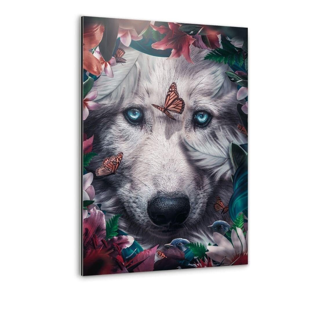 Floral Wolf - Alu-Dibond Bild