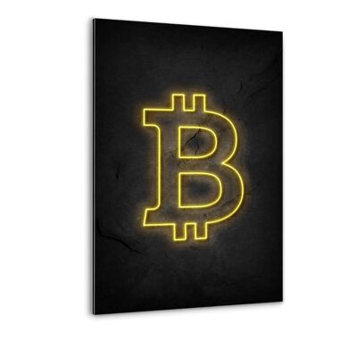 Bitcoin - neon - immagine Alu-Dibond