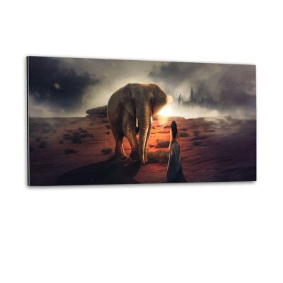 La Belle Et L'éléphant - Tableau Aluminium