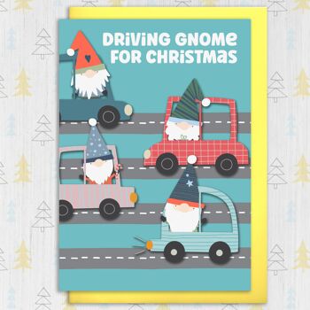 Noël drôle, carte de vacances : Gnome de conduite pour Noël 3