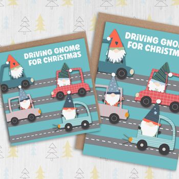 Noël drôle, carte de vacances : Gnome de conduite pour Noël 1
