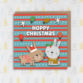 Lapin, lapin de Noël, carte de vacances : Hoppy Christmas 2