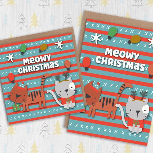 Cat, kitten Christmas, holidays card: Meowy Christmas
