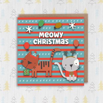 Chat, chaton Noël, carte de vacances : Meowy Christmas 2