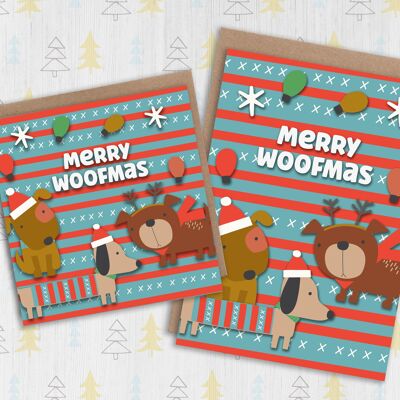Perro Navidad, tarjeta de vacaciones: Merry Woofmas