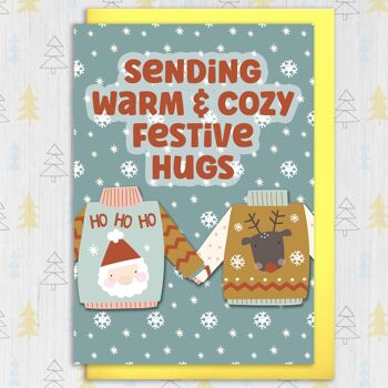 Envoi de câlins festifs chaleureux et confortables Noël, carte de vacances 3