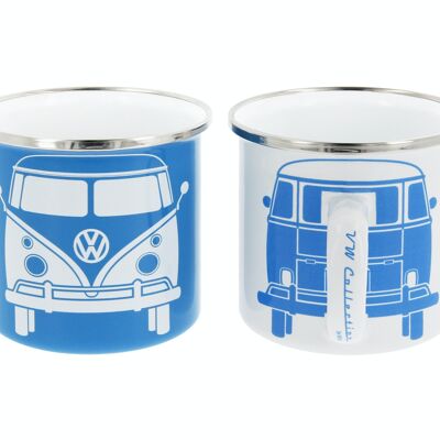 VOLKSWAGEN BUS VW T1 Bus Copa de esmalte, 2 piezas, 350ml - blanco/azul