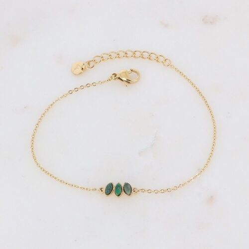 Bracelet Frances doré et jaspe vert