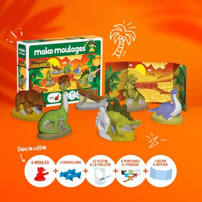 Coffret créatif mako moulages Le monde des dinosaures  - Coffret 6 moules