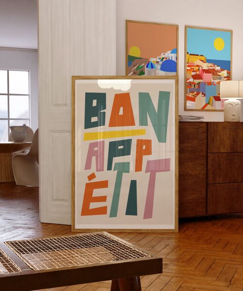 Bon Appetit Art Print / Typography Poster / Kitchen Wall Art