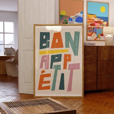 Stampa artistica di Bon Appetit / Poster tipografico / Arte della parete della cucina