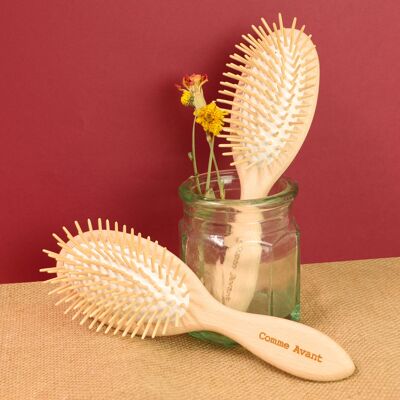 Natural beech wood hair brush