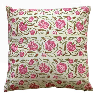 Cushion cover 40cm x 40cm Udaipur - raspberry on pale green background