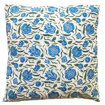 Housse de Coussin 40cm x 40cm  Udaipur - bleu sur fond blanc