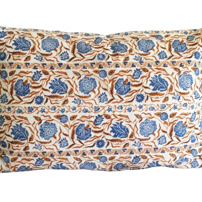 Housse de coussin Udaipur 40cm x 60cm - écru/bleu