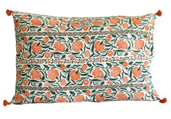 Housse de coussin Udaipur 40cm x 60cm - écru/orange 1