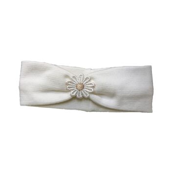 Bandeau bébé dentelle fleur ivoire