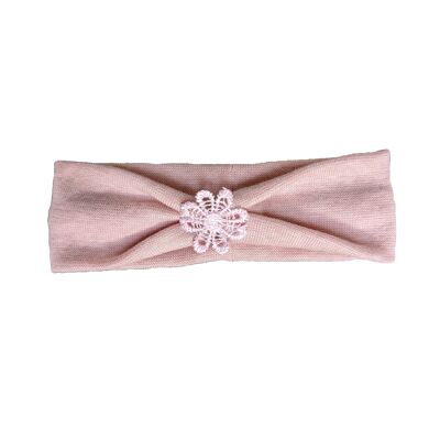 Baby headband lace flower salmon melange